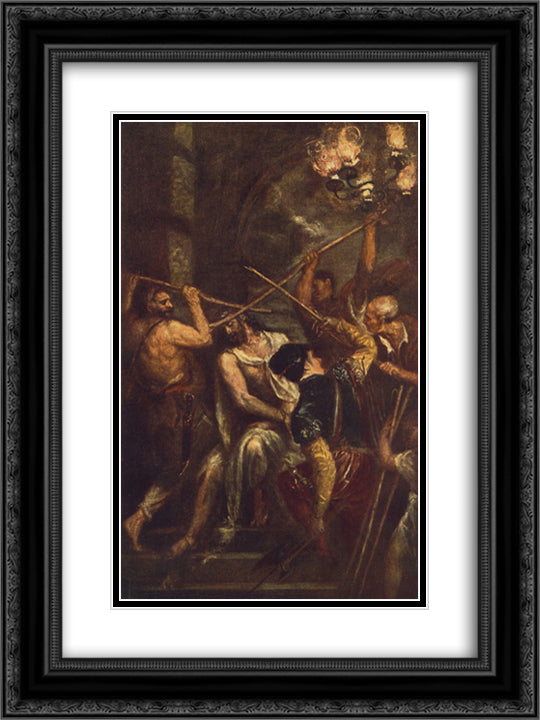 Crowning with Thorns 18x24 Black Ornate Wood Framed Art Print Poster with Double Matting by Titian