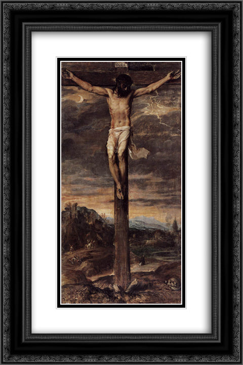 Crucifixion 16x24 Black Ornate Wood Framed Art Print Poster with Double Matting by Titian