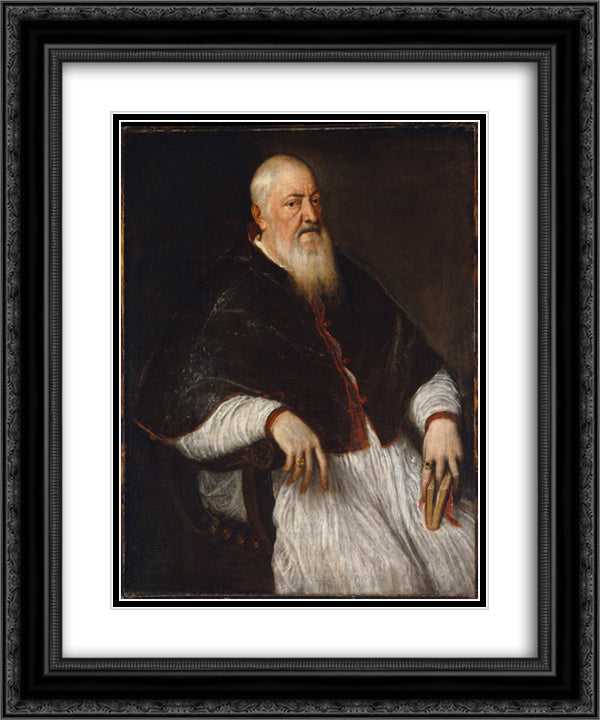 Filippo Archinto 20x24 Black Ornate Wood Framed Art Print Poster with Double Matting by Titian