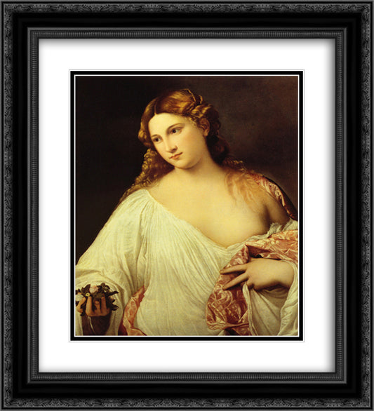 Flora 20x22 Black Ornate Wood Framed Art Print Poster with Double Matting by Titian