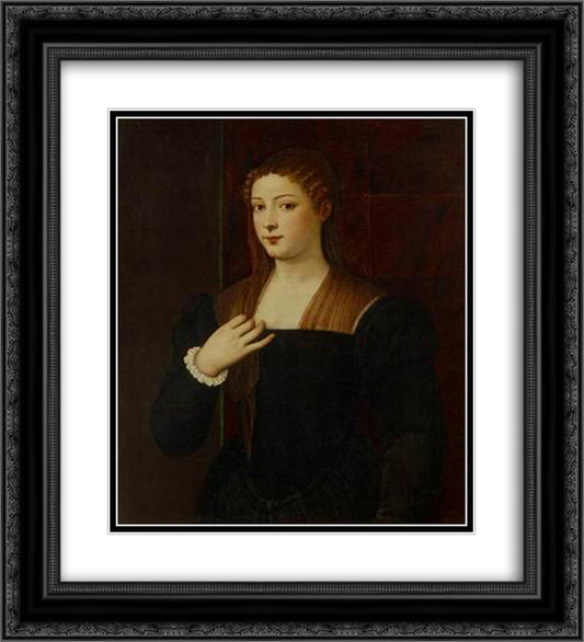 Giulia Gonzaga 20x22 Black Ornate Wood Framed Art Print Poster with Double Matting by Titian