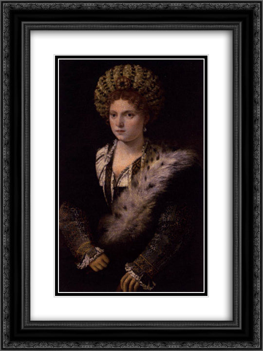 Isabella d Este, Duchess of Mantua 18x24 Black Ornate Wood Framed Art Print Poster with Double Matting by Titian