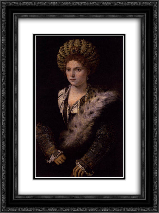 Isabella d Este, Duchess of Mantua 18x24 Black Ornate Wood Framed Art Print Poster with Double Matting by Titian