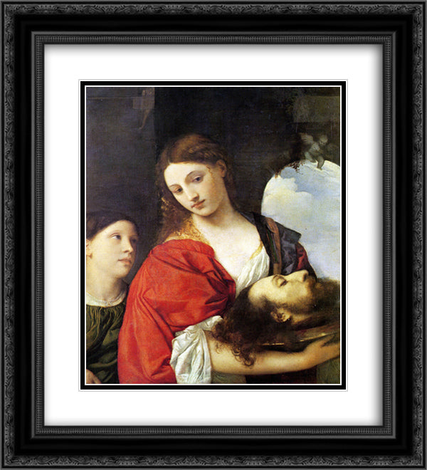 Judith with the Head of Holofernes 20x22 Black Ornate Wood Framed Art Print Poster with Double Matting by Titian