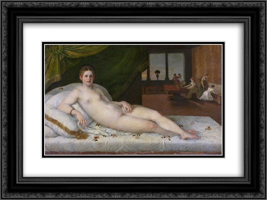 Liggie Venus 24x18 Black Ornate Wood Framed Art Print Poster with Double Matting by Titian