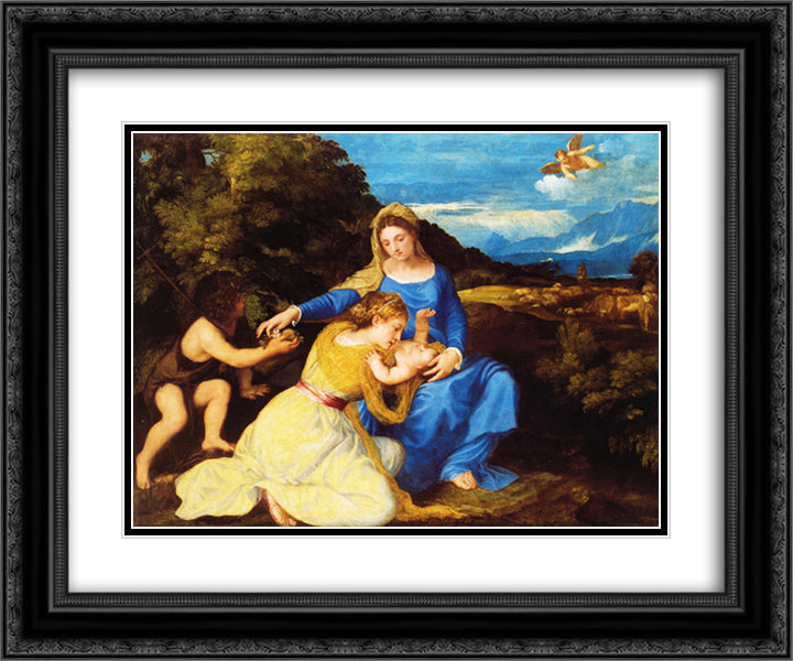 Madonna Aldobrandini 24x20 Black Ornate Wood Framed Art Print Poster with Double Matting by Titian