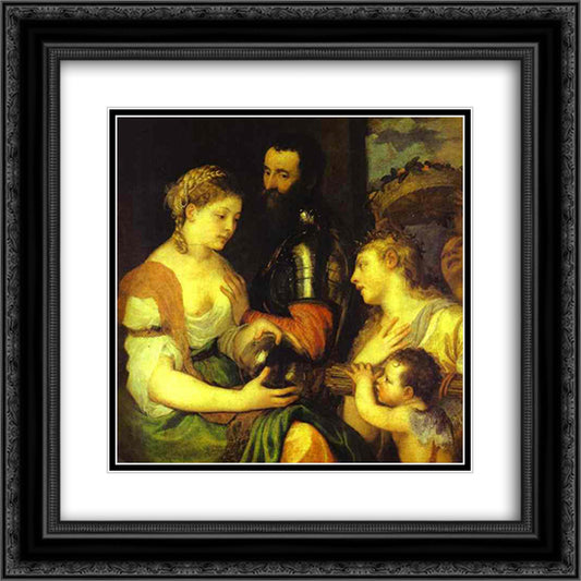 Marriage with Vesta and Hymen as Protectors and Advisers of the Union of Venus and Mars 20x20 Black Ornate Wood Framed Art Print Poster with Double Matting by Titian