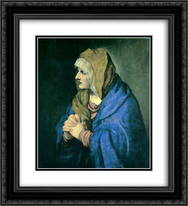 Mater Dolorosa 20x22 Black Ornate Wood Framed Art Print Poster with Double Matting by Titian