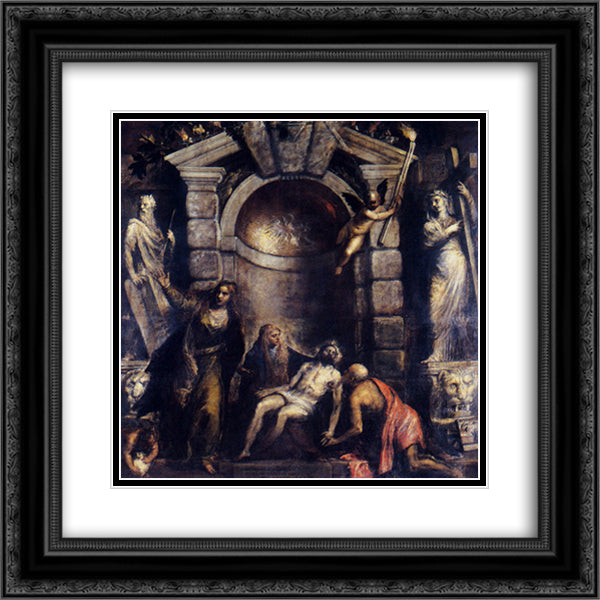 Pieta 20x20 Black Ornate Wood Framed Art Print Poster with Double Matting by Titian