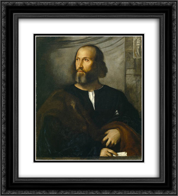 Portrait of a Bearded Man 20x22 Black Ornate Wood Framed Art Print Poster with Double Matting by Titian