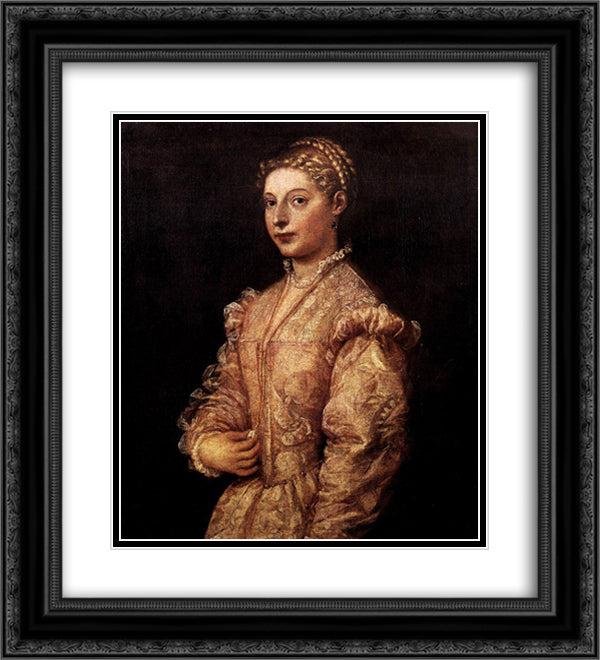 Portrait of a Girl 20x22 Black Ornate Wood Framed Art Print Poster with Double Matting by Titian