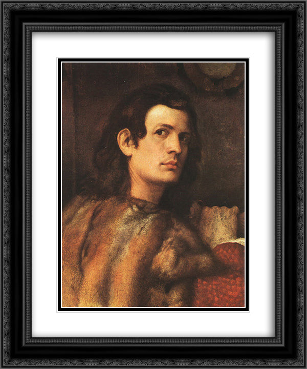 Portrait of a Man Munich 20x24 Black Ornate Wood Framed Art Print Poster with Double Matting by Titian