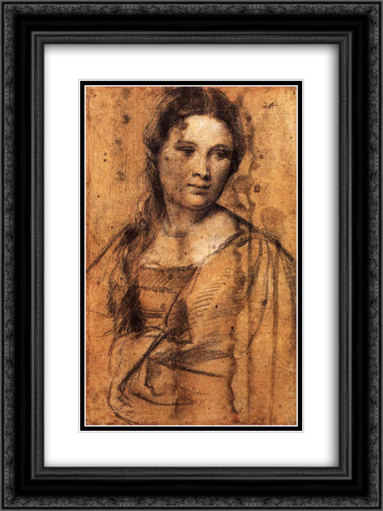 Portrait of a Young Woman 18x24 Black Ornate Wood Framed Art Print Poster with Double Matting by Titian