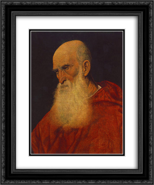 Portrait of an Old Man (Pietro Cardinal Bembo) 20x24 Black Ornate Wood Framed Art Print Poster with Double Matting by Titian