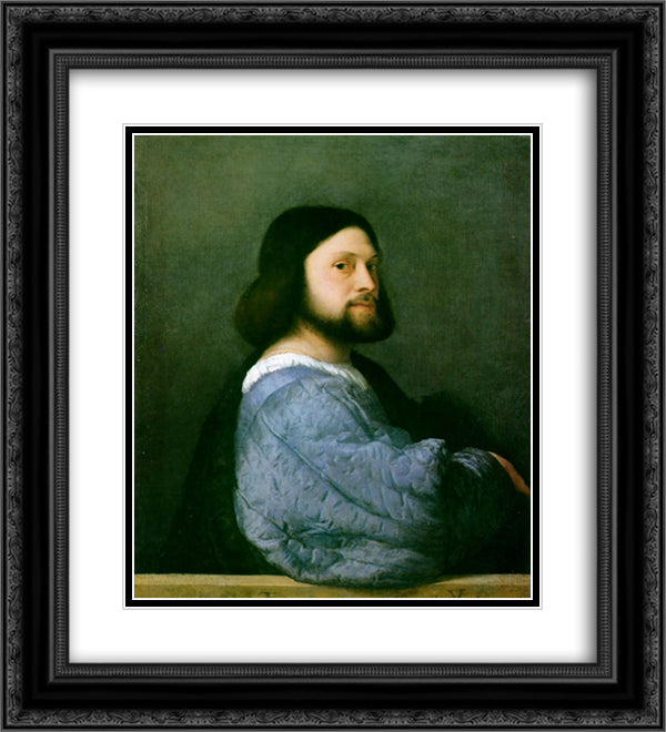 Portrait of Ariosto 20x22 Black Ornate Wood Framed Art Print Poster with Double Matting by Titian