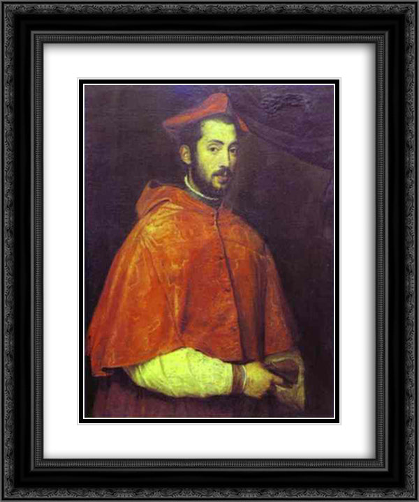 Portrait of Cardinal Alessandro Farnese 20x24 Black Ornate Wood Framed Art Print Poster with Double Matting by Titian