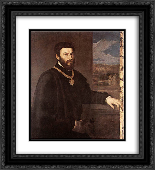 Portrait of Count Antonio Porcia 20x22 Black Ornate Wood Framed Art Print Poster with Double Matting by Titian