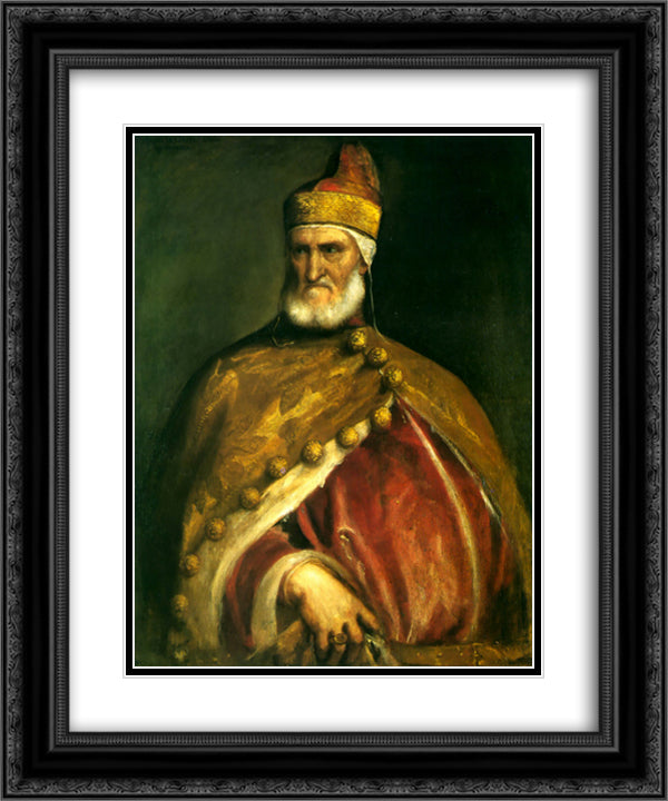 Portrait of Doge Andrea Gritti 20x24 Black Ornate Wood Framed Art Print Poster with Double Matting by Titian