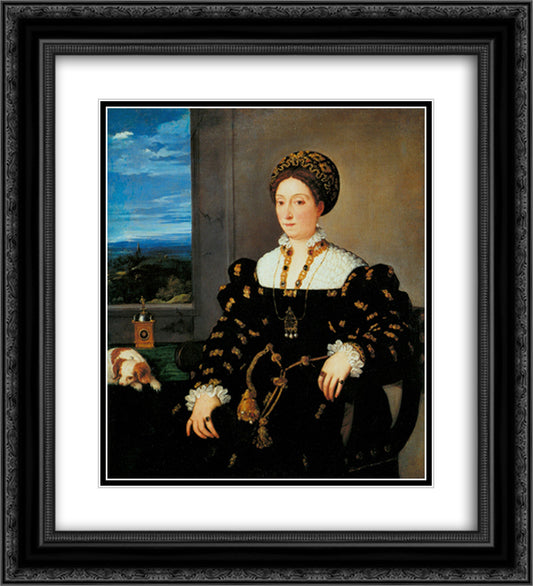 Portrait of Eleonora Gonzaga 20x22 Black Ornate Wood Framed Art Print Poster with Double Matting by Titian