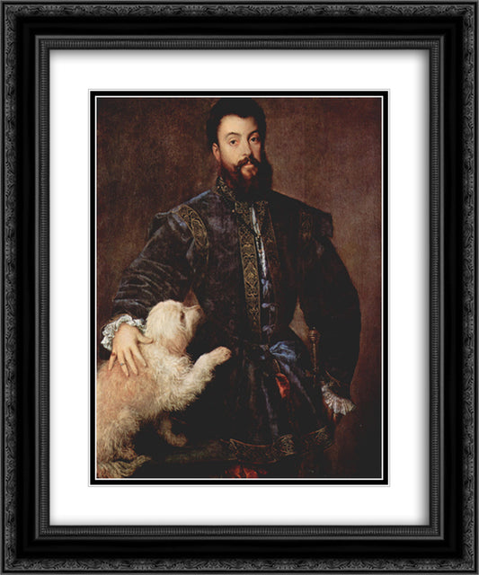 Portrait of Federico II Gonzaga 20x24 Black Ornate Wood Framed Art Print Poster with Double Matting by Titian