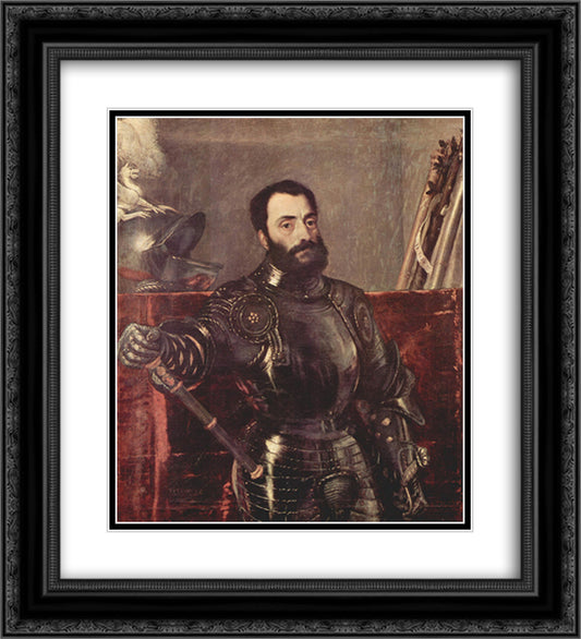 Portrait of Francesco Maria della Rovere 20x22 Black Ornate Wood Framed Art Print Poster with Double Matting by Titian