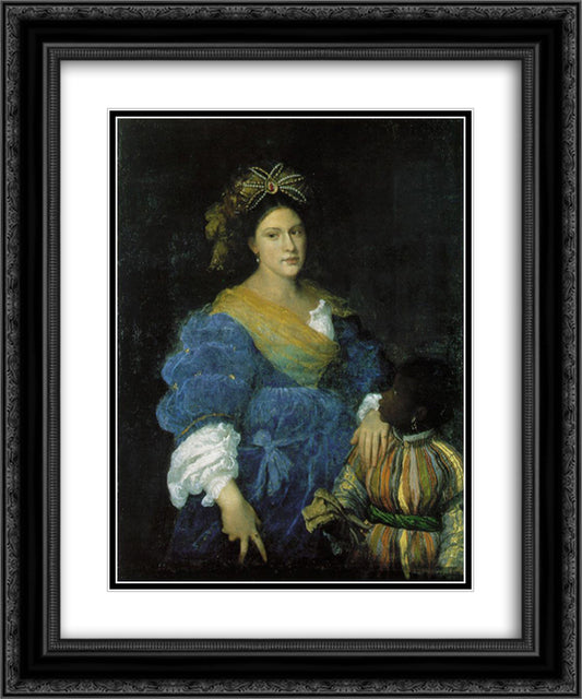 Portrait of Laura de Dianti 20x24 Black Ornate Wood Framed Art Print Poster with Double Matting by Titian