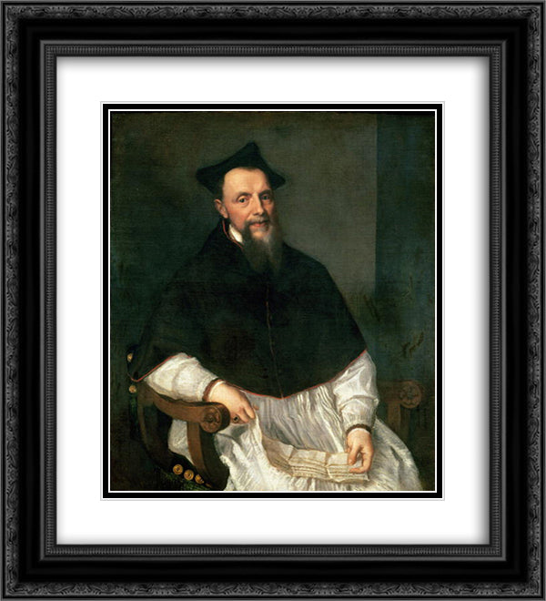 Portrait of Ludovico Beccadelli 20x22 Black Ornate Wood Framed Art Print Poster with Double Matting by Titian