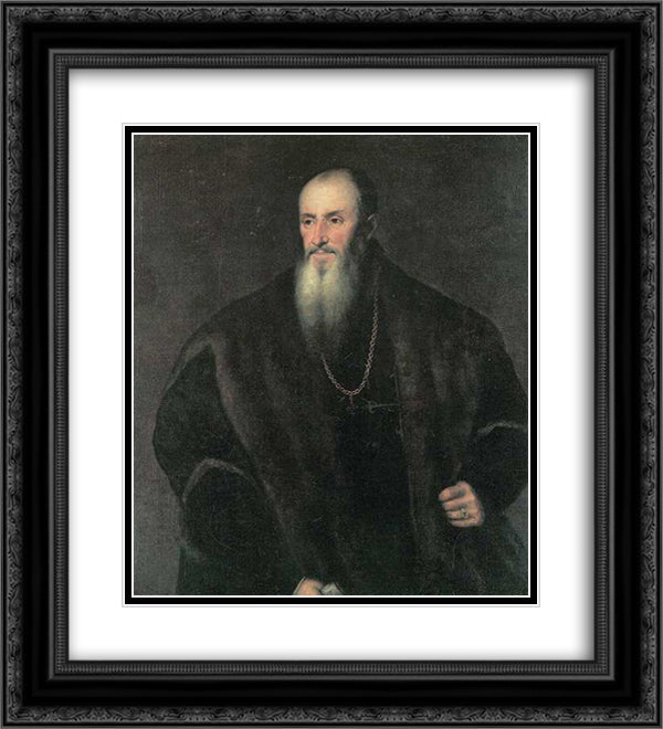 Portrait of Nicolas Perrenot of Granvelle 20x22 Black Ornate Wood Framed Art Print Poster with Double Matting by Titian