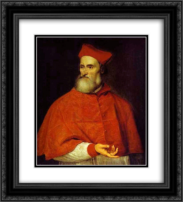 Portrait of Pietro Bembo 20x22 Black Ornate Wood Framed Art Print Poster with Double Matting by Titian