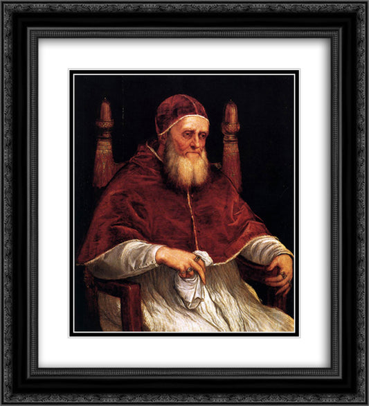 Portrait of Pope Julius II 20x22 Black Ornate Wood Framed Art Print Poster with Double Matting by Titian