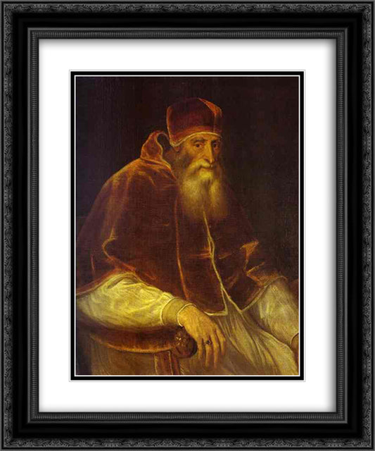 Portrait of Pope Paul III 20x24 Black Ornate Wood Framed Art Print Poster with Double Matting by Titian