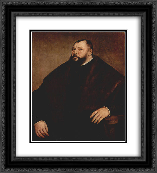 Portrait of the Great Elector John Frederick of Saxony 20x22 Black Ornate Wood Framed Art Print Poster with Double Matting by Titian