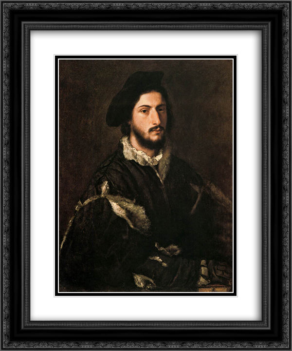 Portrait of Vincenzo Mosti 20x24 Black Ornate Wood Framed Art Print Poster with Double Matting by Titian