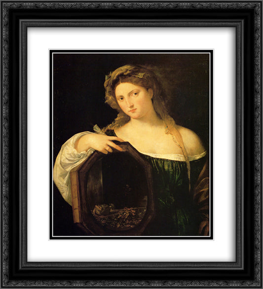 Profane Love 20x22 Black Ornate Wood Framed Art Print Poster with Double Matting by Titian