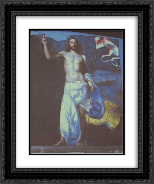 Risen Christ 20x24 Black Ornate Wood Framed Art Print Poster with Double Matting by Titian