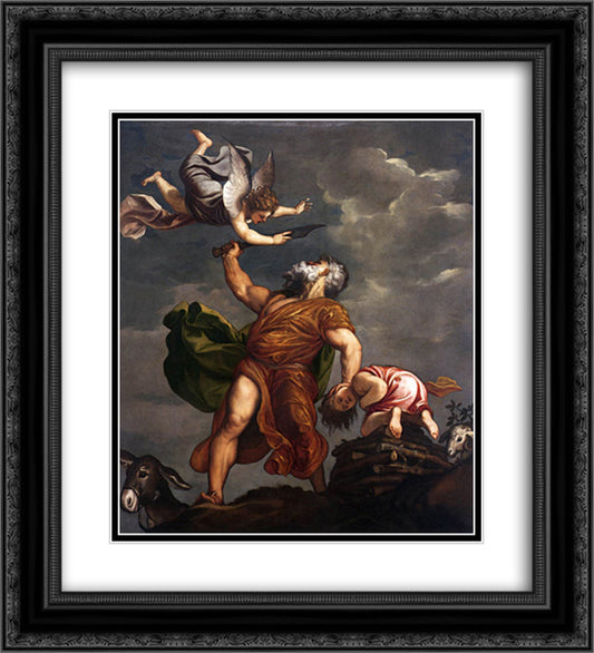 Sacrifice of Isaac 20x22 Black Ornate Wood Framed Art Print Poster with Double Matting by Titian