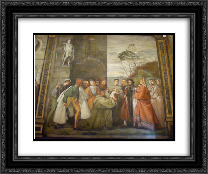 Saint Anthony 24x20 Black Ornate Wood Framed Art Print Poster with Double Matting by Titian