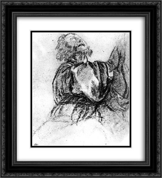 Saint Peter 20x22 Black Ornate Wood Framed Art Print Poster with Double Matting by Titian