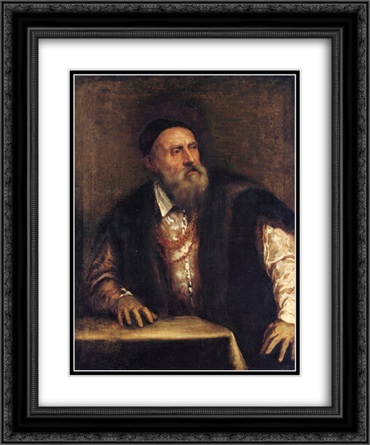 Self-portrait 20x24 Black Ornate Wood Framed Art Print Poster with Double Matting by Titian