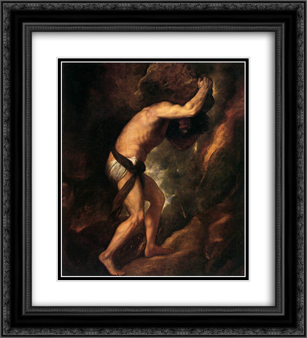 Sisyphus 20x22 Black Ornate Wood Framed Art Print Poster with Double Matting by Titian