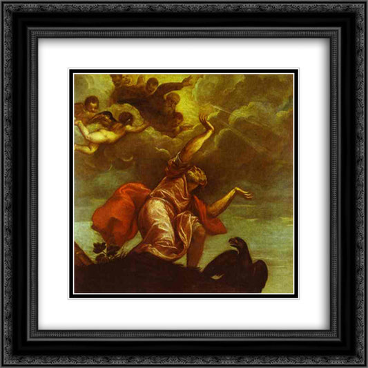 St. John the Evangelist on Patmos 20x20 Black Ornate Wood Framed Art Print Poster with Double Matting by Titian