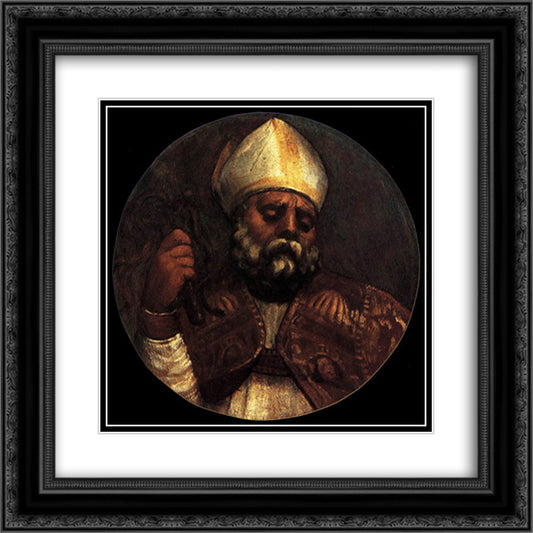 St Ambrose 20x20 Black Ornate Wood Framed Art Print Poster with Double Matting by Titian