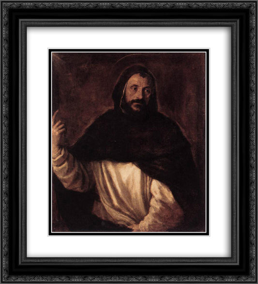 St Dominic 20x22 Black Ornate Wood Framed Art Print Poster with Double Matting by Titian