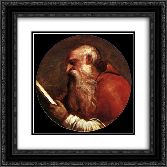 St Jerome 20x20 Black Ornate Wood Framed Art Print Poster with Double Matting by Titian