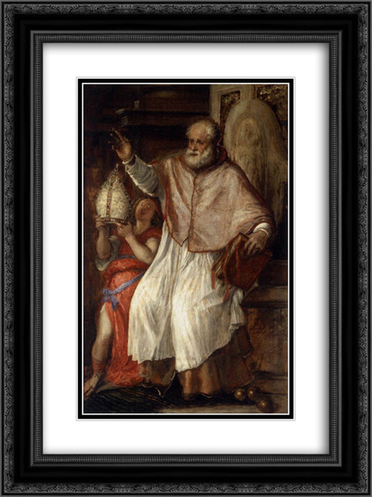 St Nicholas 18x24 Black Ornate Wood Framed Art Print Poster with Double Matting by Titian