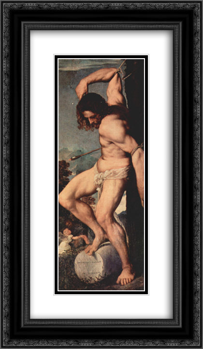 St Sebastian 14x24 Black Ornate Wood Framed Art Print Poster with Double Matting by Titian