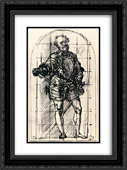 Study for the Duke of Urbino 18x24 Black Ornate Wood Framed Art Print Poster with Double Matting by Titian