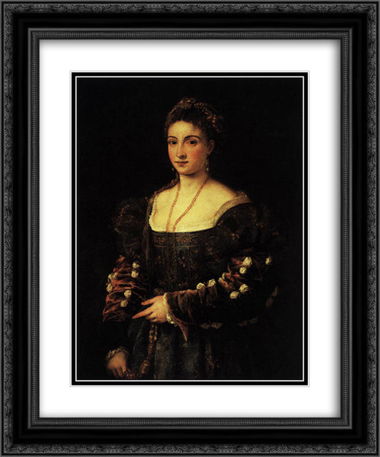 The Beauty 20x24 Black Ornate Wood Framed Art Print Poster with Double Matting by Titian