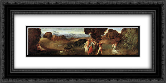 The Birth of Adonis 24x12 Black Ornate Wood Framed Art Print Poster with Double Matting by Titian