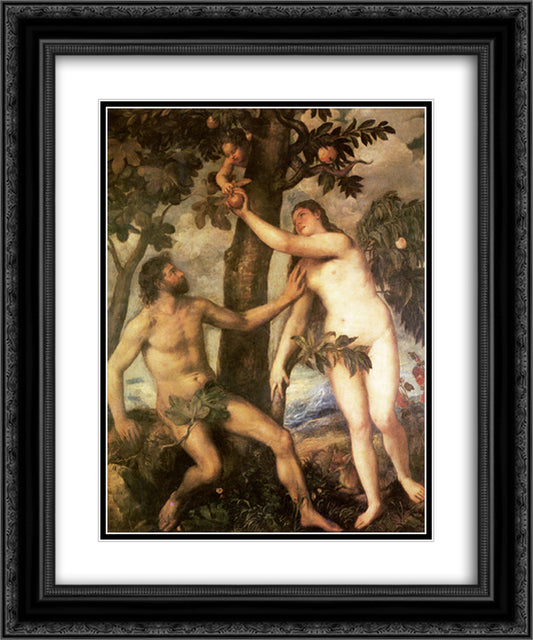 The Fall of Man 20x24 Black Ornate Wood Framed Art Print Poster with Double Matting by Titian